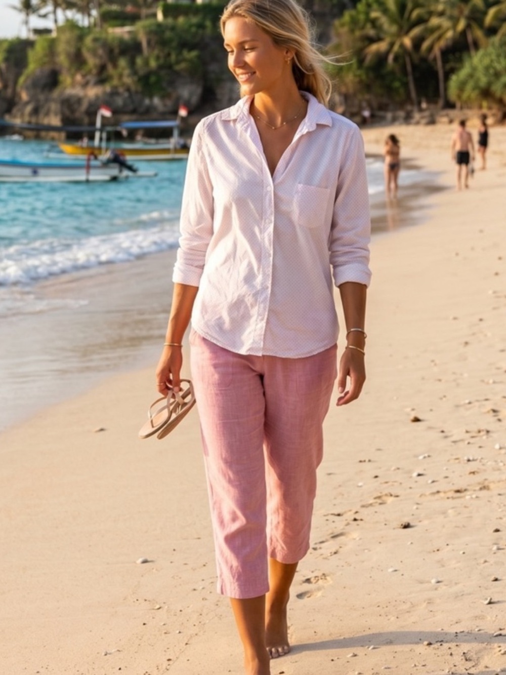 100% cotton Classic Light Pink Button-Down Shirt - Women’s Relaxed Fit